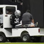 Raider Las Vegas Segurança Segurança Johne Johnson Jr quebrou o pé após uma colisão melhor e MroSX