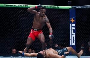 A estrela britânica do UFC Leron Murphy oferece o colo fascinante pesado após alguns minutos de acabamento raro uniforme
