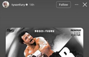 Tyson Furi governou Moses Itouma após a primeira rodada da primeira rodada do Brit Dillian Vaut