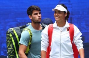 Jogo para amar! Emma Radukunu e Carlos Alkaraz chegaram à quadra por um tão esperado nos EUA, duplos mistos na competição de metros M1 durante rumores de relacionamentos.