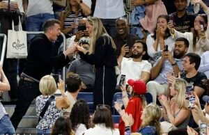 Quando o Aberto dos EUA marcou o namorado do bebê com o namorado, o casal durante suas partidas
