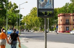 Os cinco CCAA terão uma alta temperatura, 45 ° C em Merceda e 44 ° C em Cordoba com um toque vermelho de vermelho.