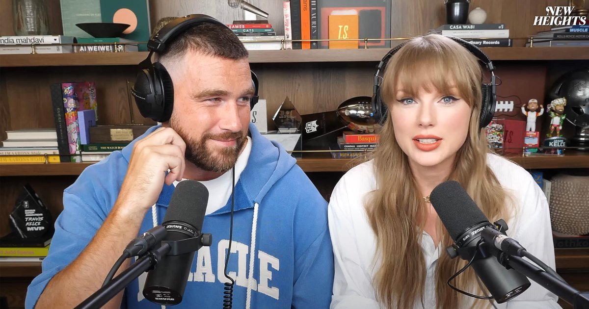 Novos alturas compartilham o vídeo BTS de Taylor e Travis aquecimento para o podcast