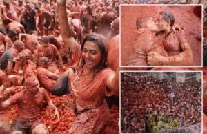 Milhares de pessoas no Buol da Espanha se reúnem para La Tomatina 2025