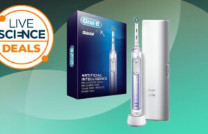 A inteligência sobrenatural oral-b de energia da IA é a nossa escova de dentes elétrica geral deste acordo da Amazon Mezon tem um desconto de US $ 120 com o menor preço.