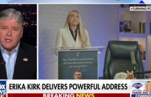 Apresentador de notícias do anfitrião Sean Hannity vira Erika Kirk para o endereço nacional