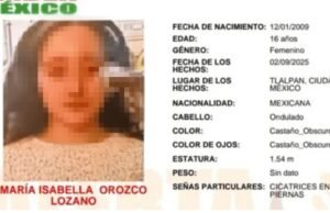 María Isabella Orozco Lozano foi encontrada após um mês desaparecida em Ajusco