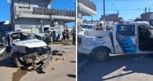 Dois carros patrulha colidiram durante uma perseguição em La Matanza e quatro policiais foram hospitalizados
