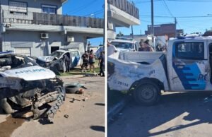 Dois carros patrulha colidiram durante uma perseguição em La Matanza e quatro policiais foram hospitalizados