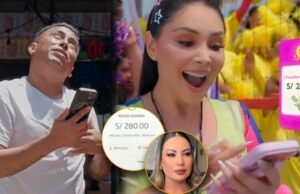 Pamela Franco e Christian Cueva mostraram zombeteiramente o yape de 280 soles no palco no vídeo: “López vai ficar bravo”