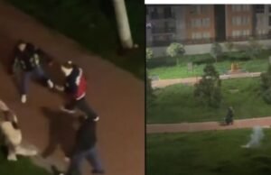 Um vídeo documentando a briga entre vizinhos usando armas em Bogotá