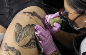 A tinta da tatuagem se move pelo corpo, matando as células imunológicas e a resposta imunológica