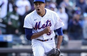 Trompetista de Edwin Díaz Trumpeter Tops Tops dos Dodgers
