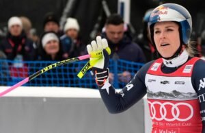 Lindsey Vonn machucou o joelho em uma descida uma semana antes das Olimpíadas