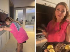 Evangelina Anderson se emocionou ao mostrar suas habilidades com carne mesmo não sendo vegetariana: “Faço vinte por você e tudo mais”