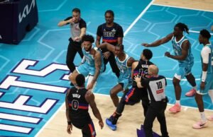 Isaiah Stewart, mais três suspensos após batalha Pistons-Hornets