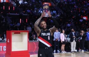 Damian Lillard ganha título de 3 pontos, Keshad Johnson vence concurso de enterrada