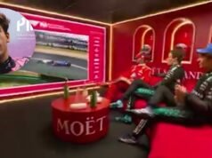 A reação de Antonelli, Russell e Hamilton ao assistirem ao confronto de Ocon com Colapinto na TV: “Uau!”