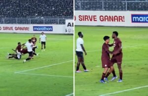 Sekou Gassama marca o primeiro gol do Universitario em amistoso contra a LDU de Quito