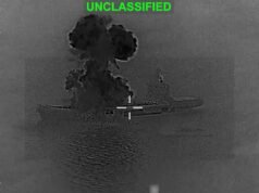 Os Estados Unidos anunciaram a destruição de um navio de guerra iraniano “do tamanho” de um porta-aviões da Segunda Guerra Mundial.