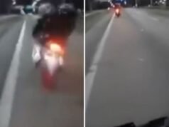 Um avião a motor abordou um jovem enquanto viajava a 100 km/h na rodovia e o assalto foi registrado em vídeo.