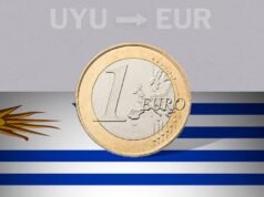 O valor de fechamento do euro no Uruguai em 13 de março de EUR para UYU