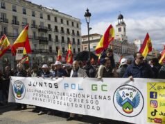 Polícia e seguranças tomam medidas em Madrid para exigir igualdade salarial e trabalho perigoso