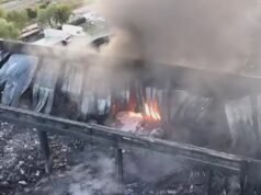 O incêndio voltou a ocorrer no armazém de materiais plásticos e tintas de Francisco Álvarez