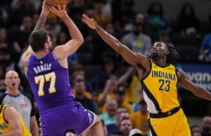 Luka Doncic marcou 43 pontos enquanto o Lakers segurava um rali tardio do Pacers