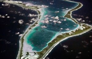 Vista de Diego Garcia, uma ilha com uma base EUA-Reino Unido na mira do Irã