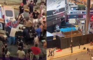 O muro desabou no estádio sul do estádio Matute: 20 pessoas ficaram feridas no meio da bandeira agitada antes do jogo regular entre Universitario e Alianza Lima