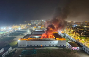 Incêndio começou em Maranguita: supostos rebeldes mobilizaram quatro bombeiros