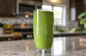 Um smoothie verde para melhorar a circulação e aliviar os pés inchados depois de ficar sentado por muito tempo