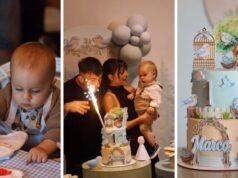 Este é o aniversário de Marco, filho de Sol Pérez e Guido Mazzoni: lá fora, acontecem apresentações ao vivo e jogos.