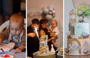 Este é o aniversário de Marco, filho de Sol Pérez e Guido Mazzoni: lá fora, acontecem apresentações ao vivo e jogos.