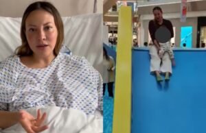 Mulher ferida após usar brinquedo infantil com seu filho em Perisur, reclama em um shopping em CDMX