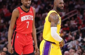 A estrela dos Rockets, Kevin Durant, perderá o primeiro jogo da série Lakers