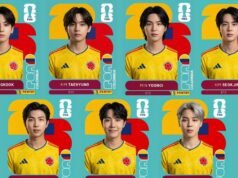 BTS aparece no pôster da Copa do Mundo de 2026 com a camisa da Colômbia desenhada por um fã da Panini
