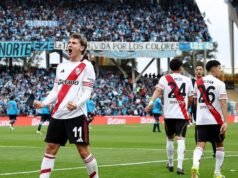 Avivada de Galván e toque de Colidio na rede: foi com esse gol que o River abriu o placar na final contra o Belgrano.