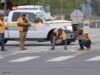 Derramamentos de petróleo bruto na rua Cesar Chavez, no leste de Los Angeles, após ruptura de um oleoduto