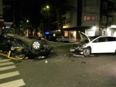 Acidente de Caballito: táxi capota após colisão com carro, três feridos