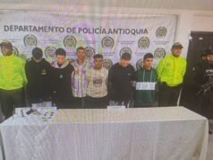 Durante uma operação em Antioquia, a Polícia prendeu 6 supostos membros da gangue Carne Rancia.