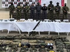 O Exército Nacional pegou armas pesadas após combater os Conquistadores de la Sierra, em Magdalena.
