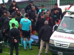 O San Martín-Nueva Chicago foi suspenso por ataque ao goleiro Facundo Masuero: foi retirado da ambulância e hospitalizado.