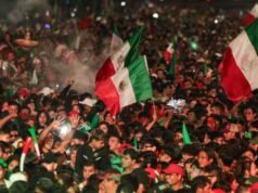 Montanha tricolor no Anjo da Independência pela vitória do México sobre a Coreia na Copa do Mundo