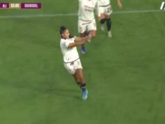 O primeiro gol de Pierina Núñez pelo Universitario por 1 a 0 contra o Alianza Lima na segunda semifinal da Liga Feminina de 2026.