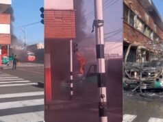 Incêndio em ônibus no centro de Barranquilla causou pânico pela manhã