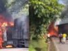 Supostos integrantes do ELN incendiaram caminhão de cerveja e montaram posto de controle ilegal na rodovia Pereira-Tadó