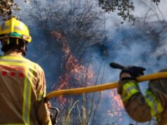 Os bombeiros tentam acalmar o incêndio em Les Gavarres (Girona) esta noite: mais de 2.200 hectares foram queimados e 12.000 pessoas estão presas.