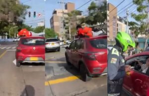 Casa de Barranquilla acaba no teto do carro a pedido, motorista se defende online: “É uma farsa”